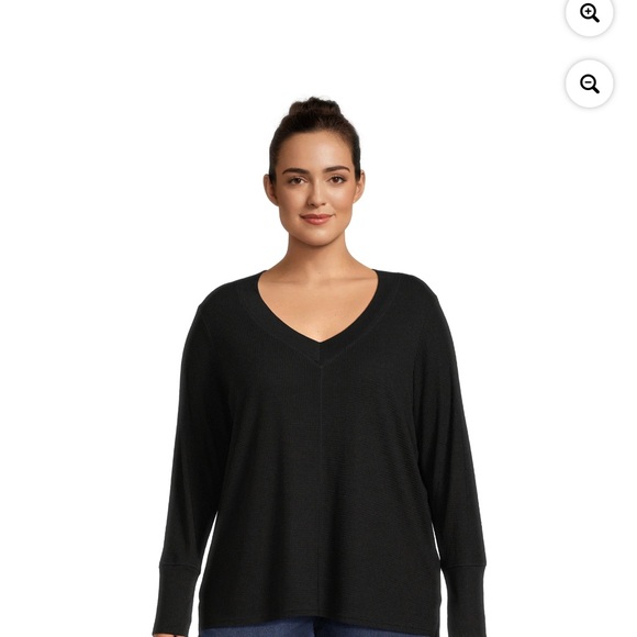 Terra & sky Black V-Neck Sweater waffle style - Picture 4 of 4